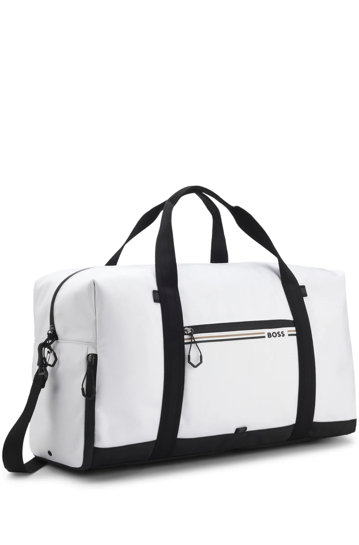 Weekender aus strukturiertem Gewebe mit Logo und Signature-Streifen