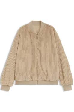 Wendbare Relaxed-Fit Bomberjacke aus Satin und Kunstfell
