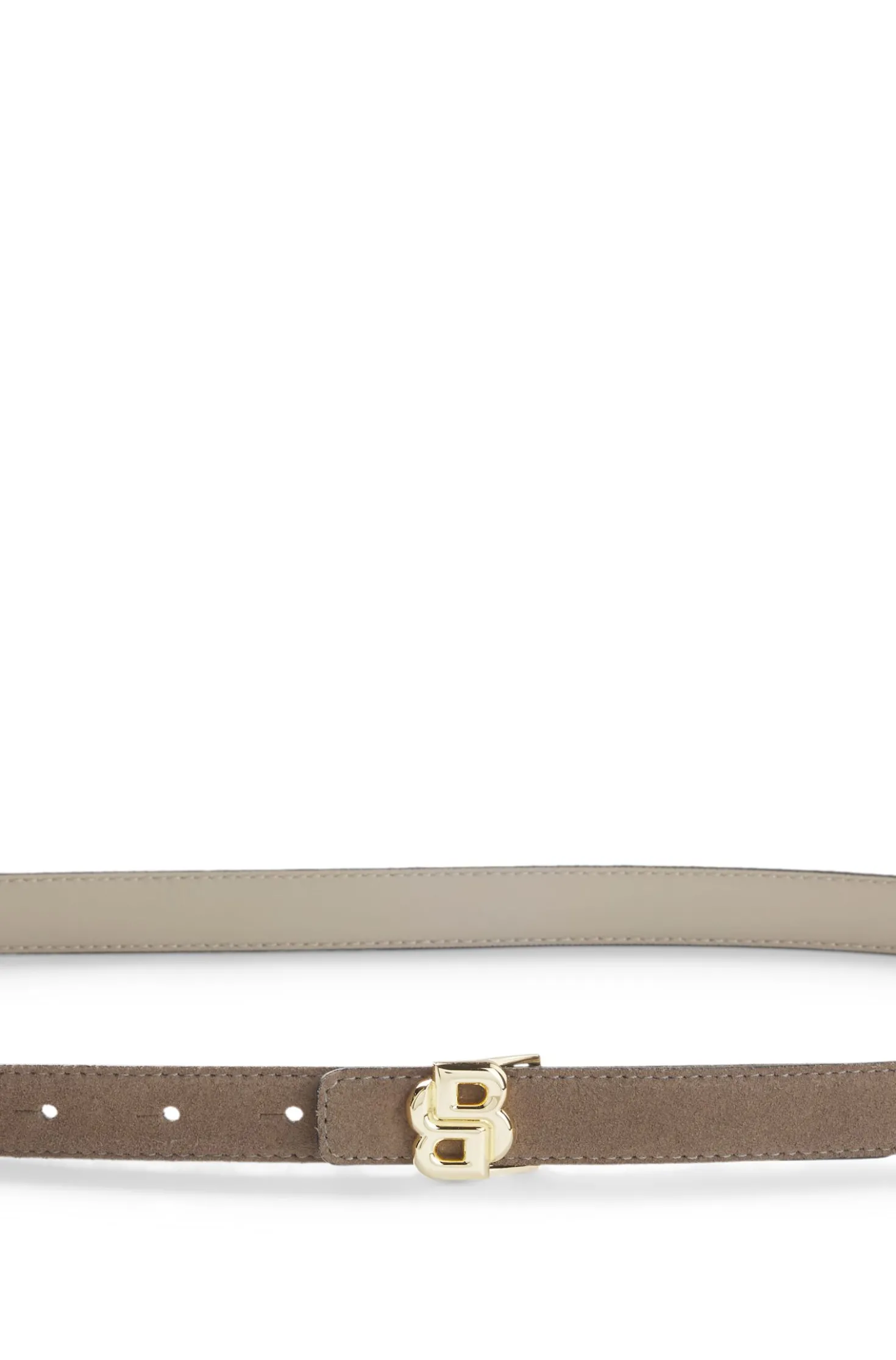 Wendegürtel aus italienischem Leder mit hellgoldenen Beschlägen