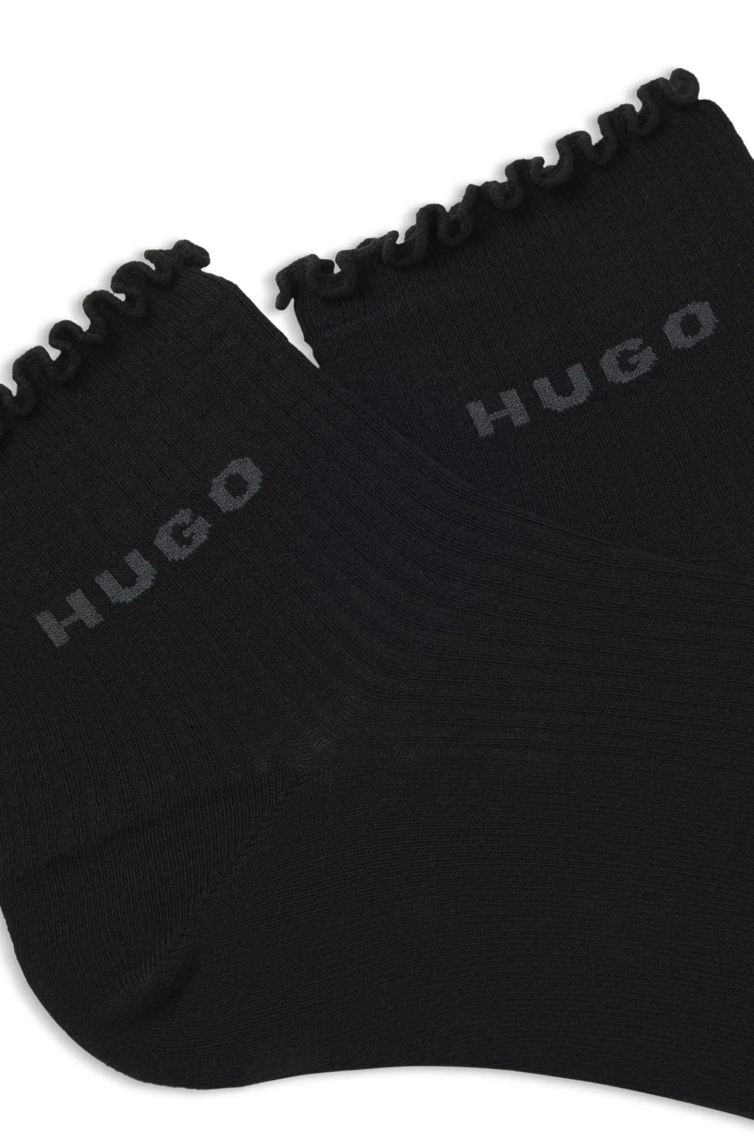 Zweierpack gerippte kurze Socken