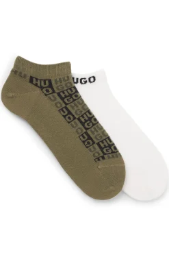 Zweierpack knöchellange Socken mit Logo-Intarsien