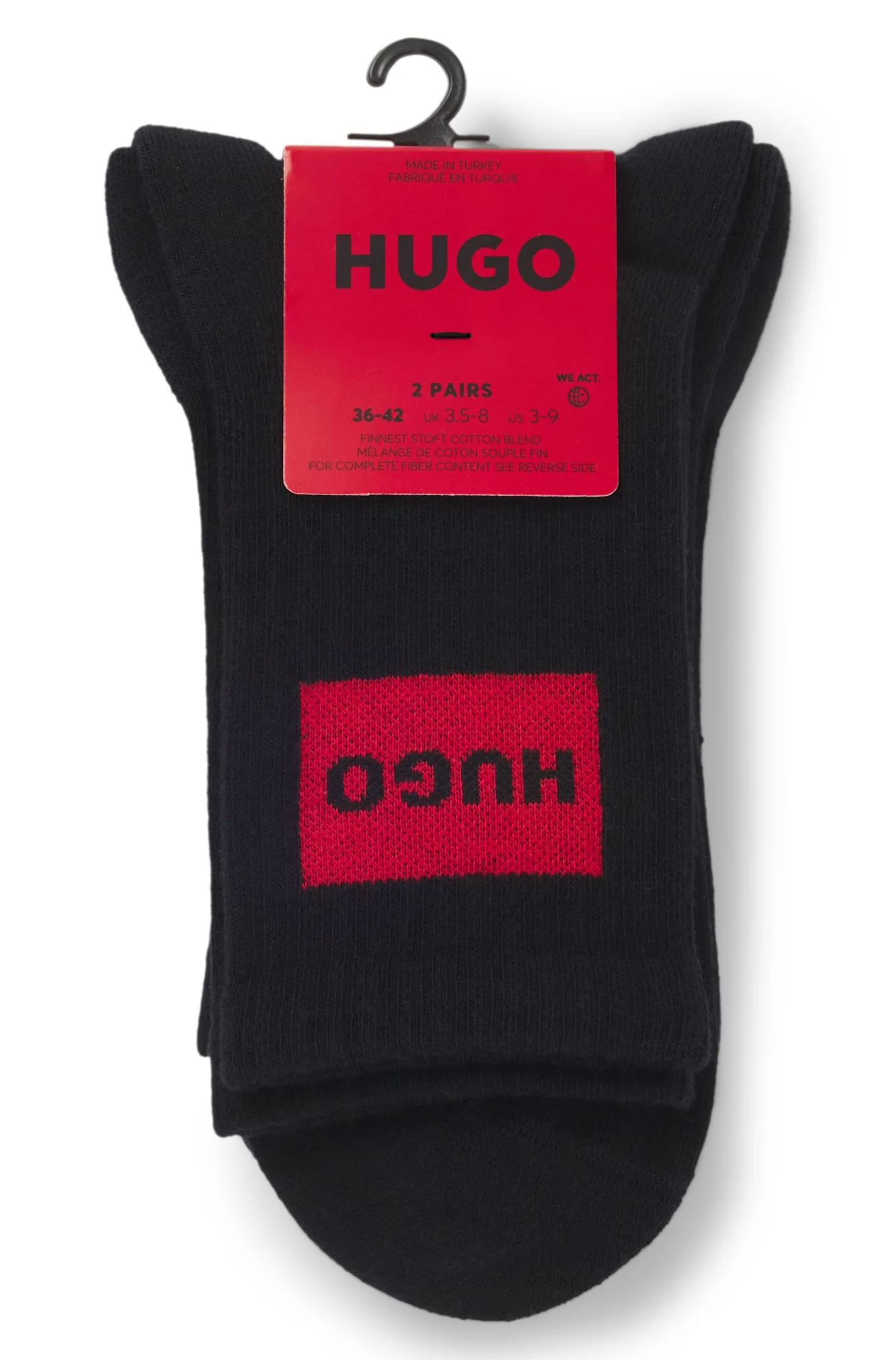 Zweierpack kurze Socken mit roten Logos