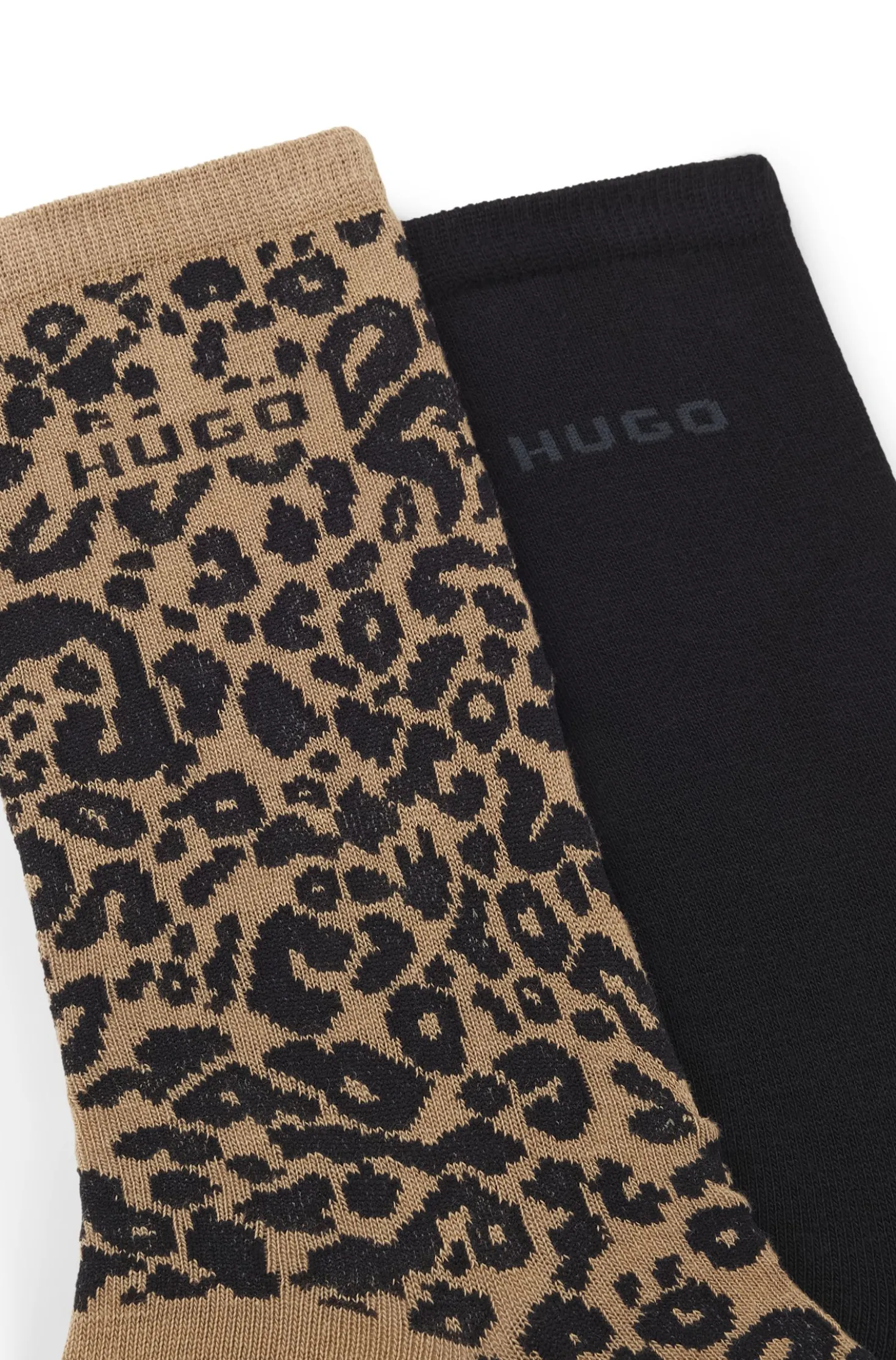 Zweierpack mittelhohe Socken mit Leoparden-Details