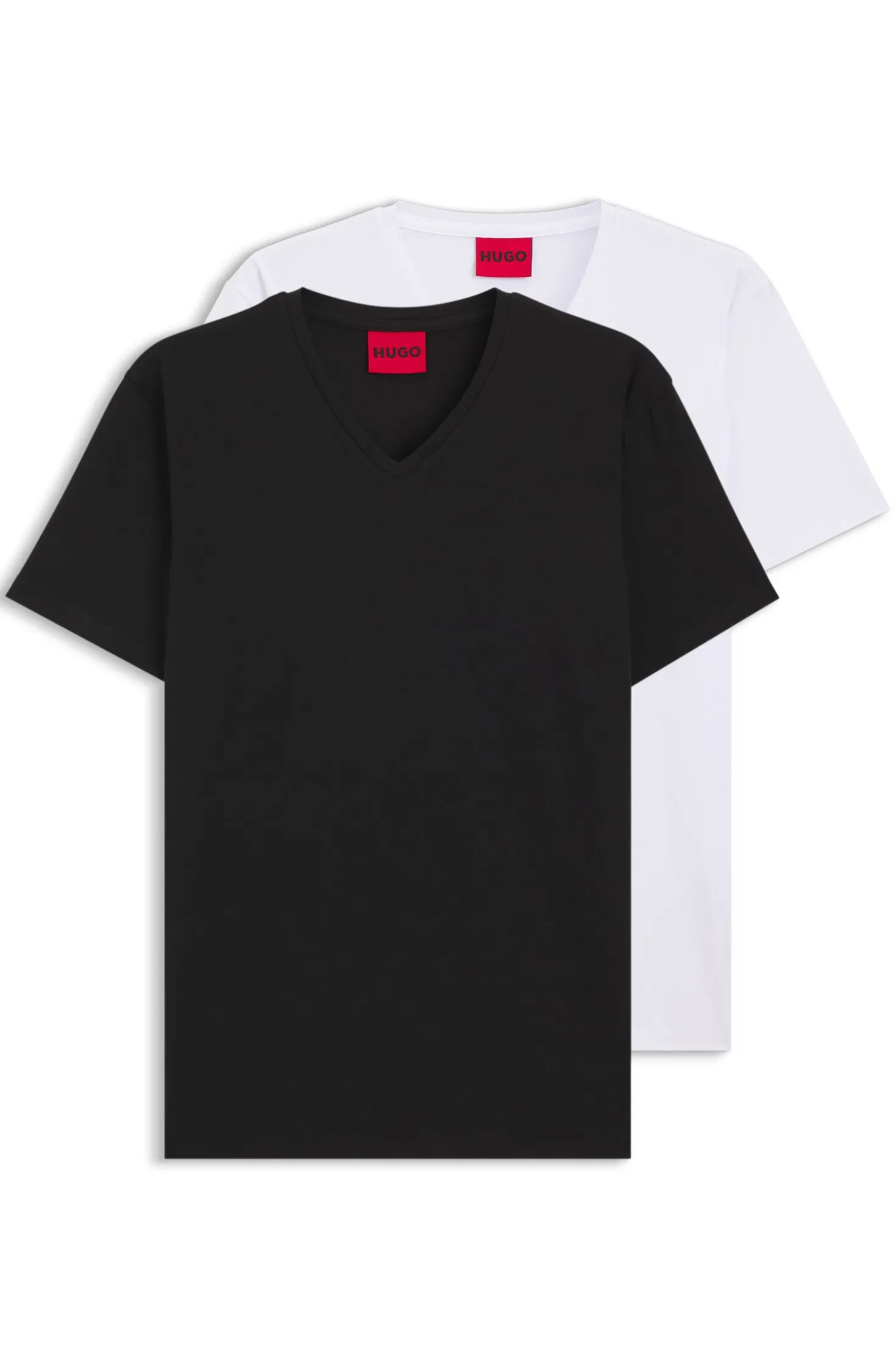 Zweierpack T-Shirts aus Stretch-Baumwolle mit V-Ausschnitt