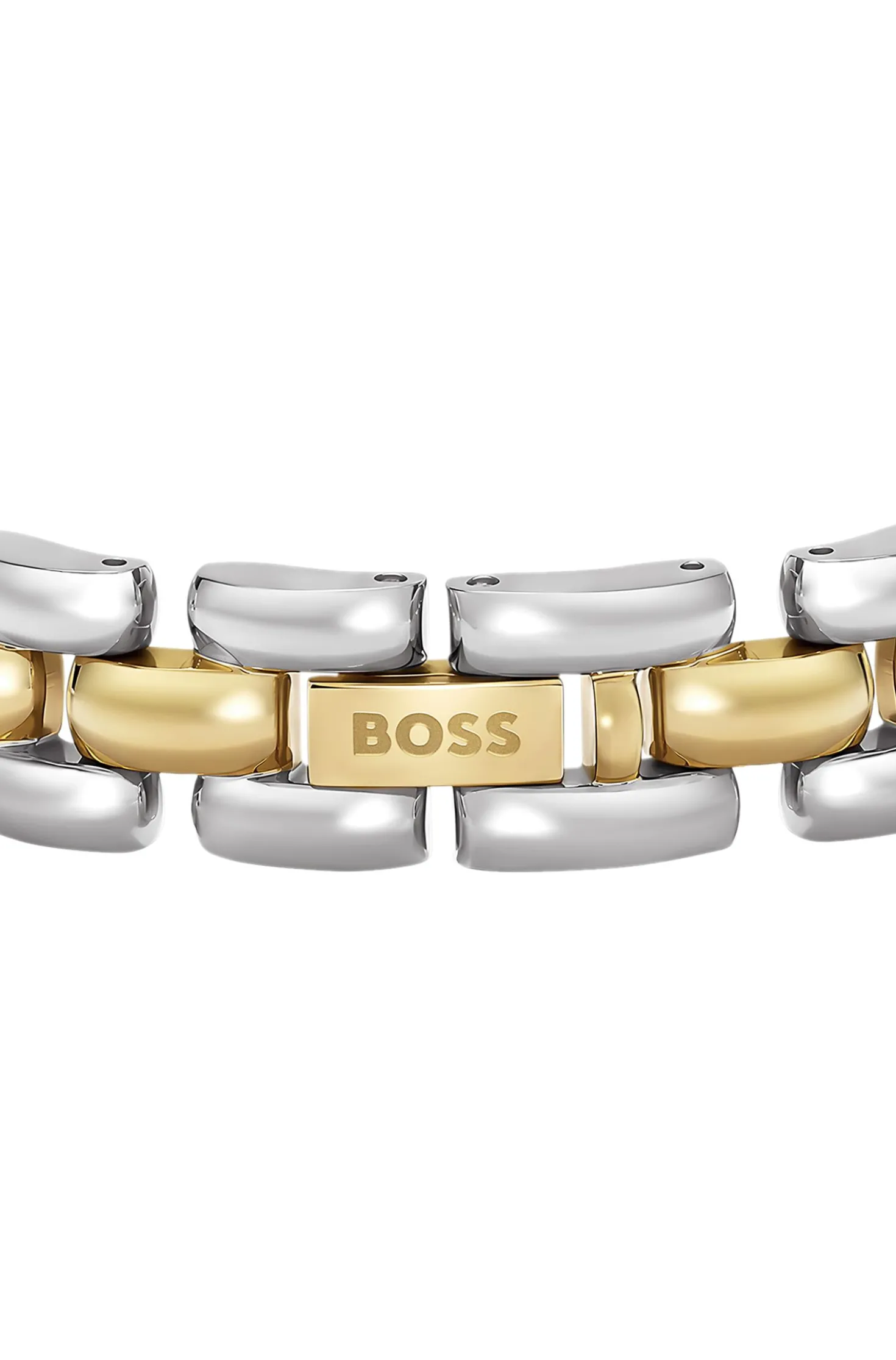 Zweifarbiges Gliederarmband mit graviertem Logo