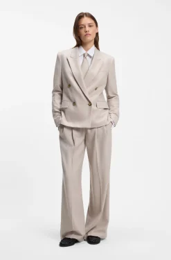 Zweireihiger Regular-Fit Blazer aus meliertem Flanell