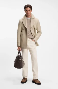 Zweireihiger Slim-Fit Kurzmantel aus Woll-Mix