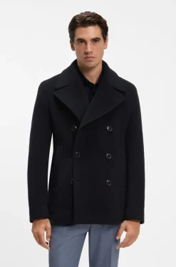 Zweireihiger Slim-Fit Mantel aus Woll-Mix