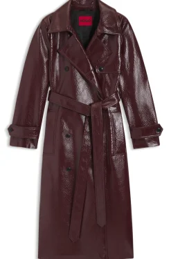 Zweireihiger Trenchcoat aus Kunstleder
