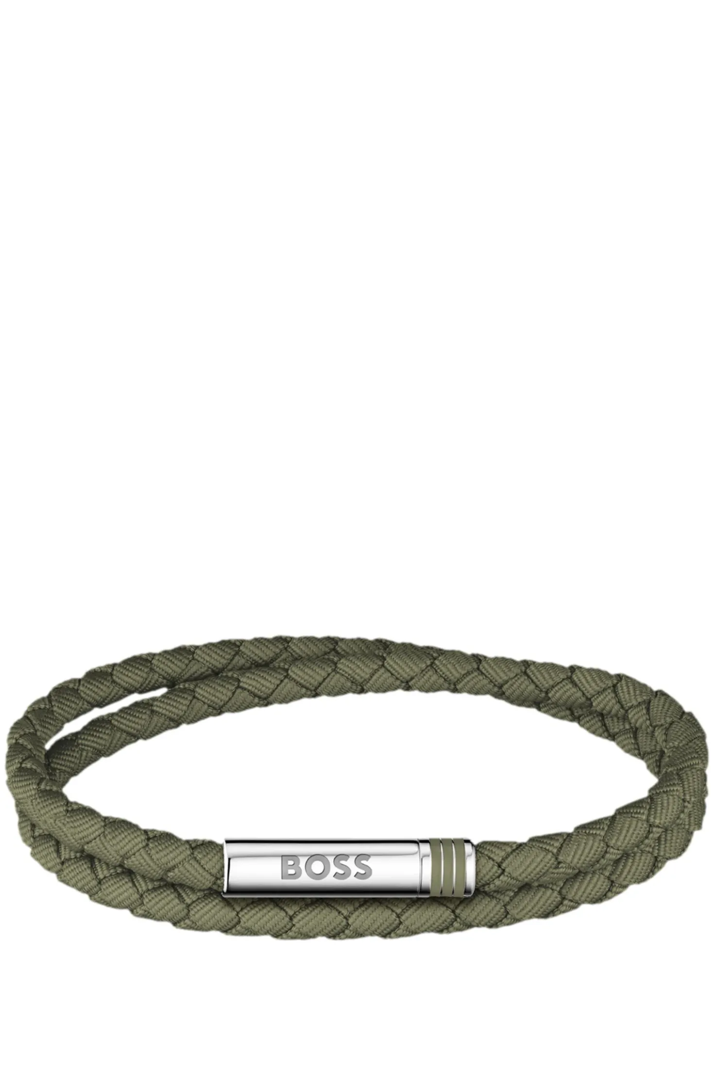 Zweireihiges, geflochtenes Armband in Grün mit Logo-Verschluss