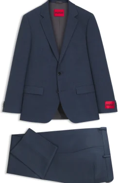 Zweiteiliger Slim-Fit Anzug aus elastischem Birdseye-Gewebe